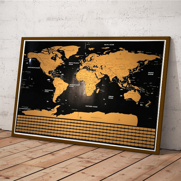 Gold Scratch off World Map - PAYMUK