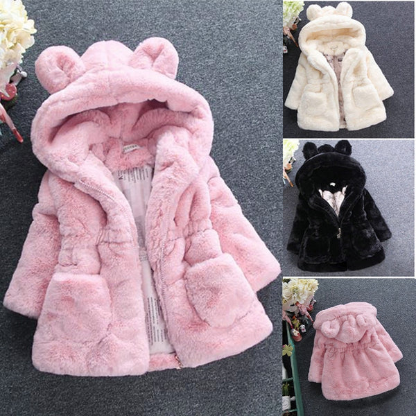 Baby Girls Fur Fleece Coat - PAYMUK