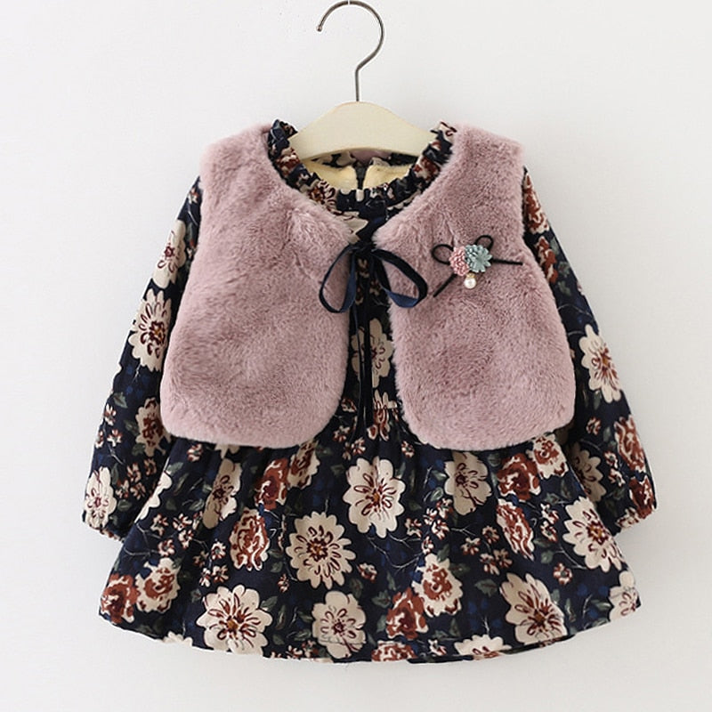 Velvet Dress and Fur Vest - PAYMUK